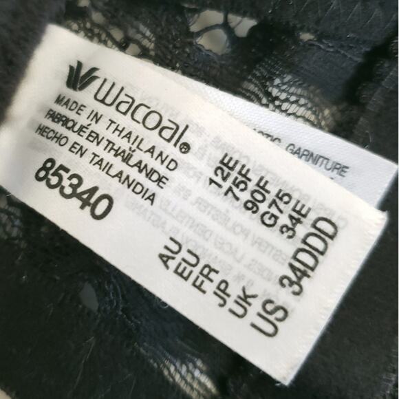 Wacoal black floral lace French Garden seamless underwire t-shirt bra Size 34DDD - Picture 8 of 9